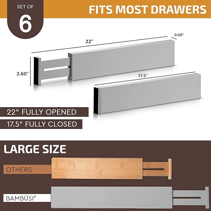 Adjustable Bamboo Drawer Divider Organizers - Image 7