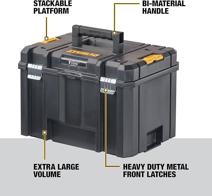 DEWALT TSTAK Tool Box, Extra Large Design, Removable Tray - Image 2