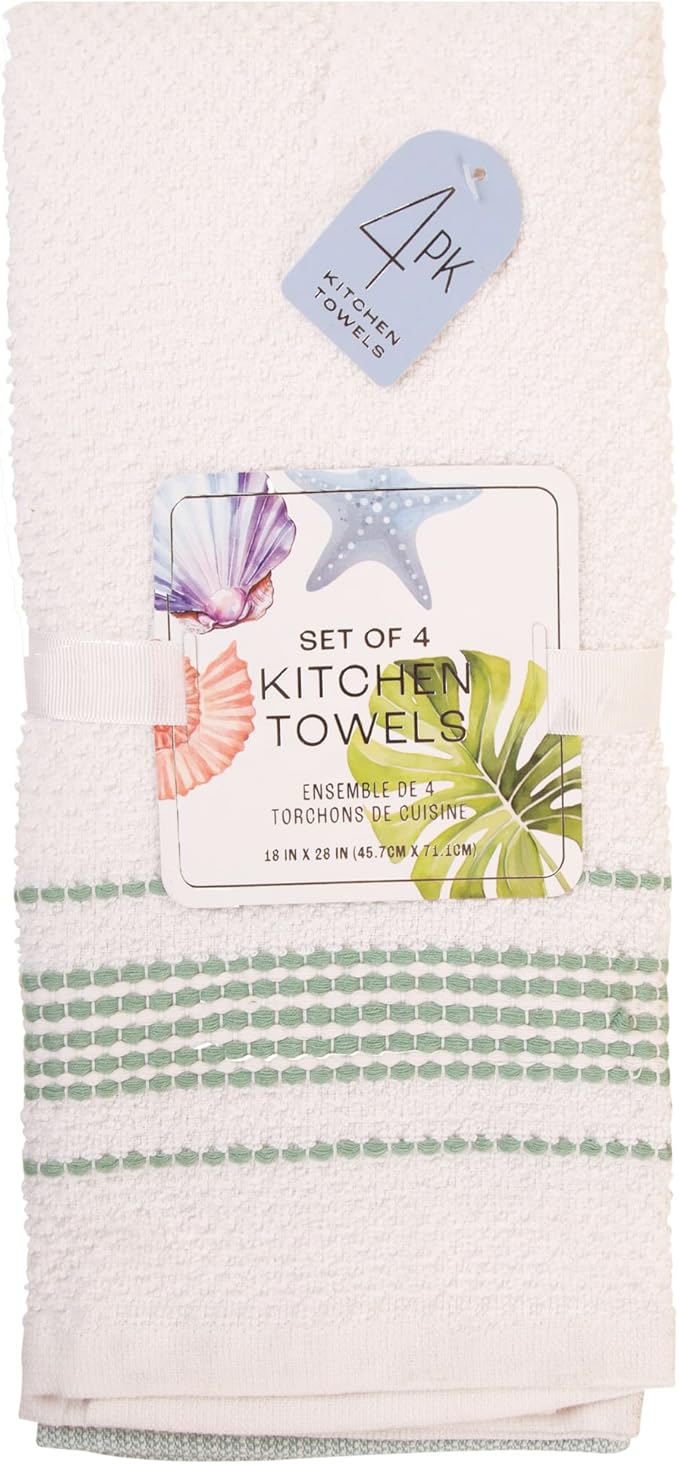 MosJos Kitchen Towels, Cotton Hand Towels White & Turquoise Mini Weaved - Image 9
