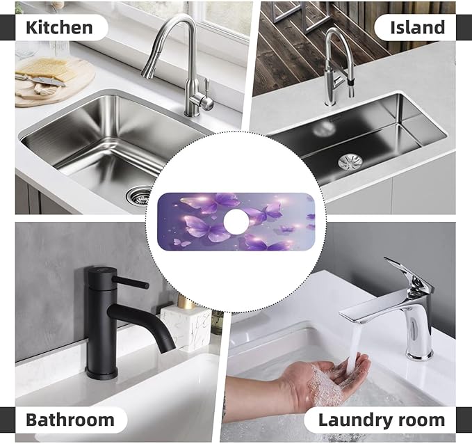 Purple Butterfly Kitchen sink faucet pad, strong water absorption, anti slip - Image 8
