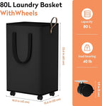 Laundry Basket with Wheels, Collapsible Laundry Baskets, Laundry Hamper with - Image 2
