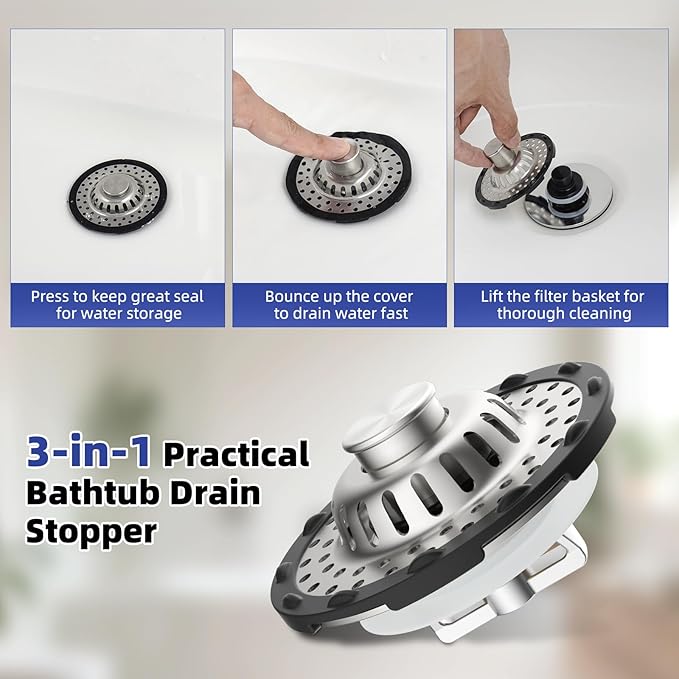 Universal Bathtub Drain Stopper Shower Drain Hair Catcher, Tub Stopper - Image 5