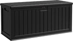 Flamaker Resin Deck Box 250 Gallon, Waterproof Imitation-Wood Lockable Storage Box with Separator Plate Outdoor Indoor, Garden, Patio Furniture for Tools&Pool Accessories (Black) by Flamaker