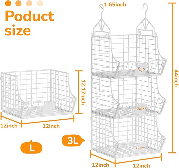 Hanging Closet Organizers and Storage, 3 Tier Closet Shelf Clothes Organizer - Image 3