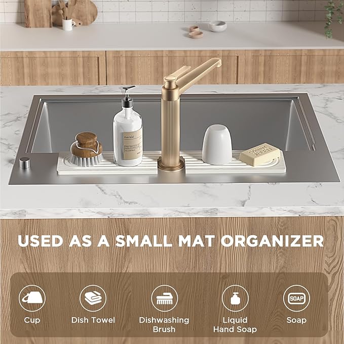 Faucet Mat for Kitchen Sink, Diatomite Stone Drying Sink Protectors, Bathroom - Image 5