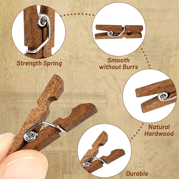CCINEE 150 PCS Mini Natural Wooden Clothespins, 1 Inch Multi-Function - Image 3