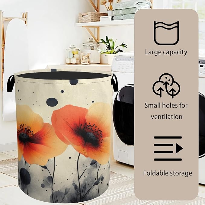 Orange Flowers Laundry Basket - Image 7