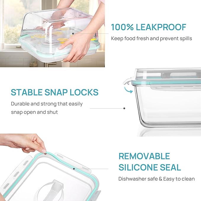 Vtopmart 220oz + 76.4oz Extra Large Glass Storage Containers Set, Meal Prep - Image 7