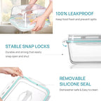 Vtopmart 220oz + 76.4oz Extra Large Glass Storage Containers Set, Meal Prep - Image 7