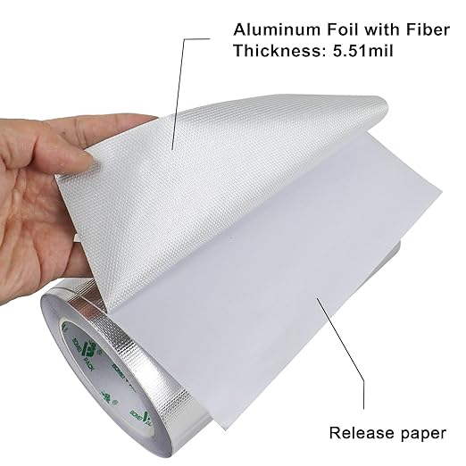 BOMEI PACK Adhesive Aluminum Foil Heat Shield Tape 1Pack 8inch x 66ft, Barrier - Image 3