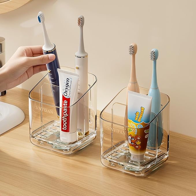 Toothbrush Holders for Bathrooms, 3 Slots Detachable Toothbrush Holder Wall by VNYIFAN