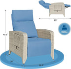 Upgraded Outdoor Recliner Chair, Reclining Patio Chairs with Adjustable Back up to 150°Lay Flat and Extended Footrest, Wicker Recliner Chairs with Flip Table and Removable Olefin Cushion - Image 2