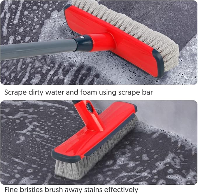 Floor Scrubber with Long Handle, 2 in 1 Scrubbing Brush Stiff Bristle Shower - Image 2