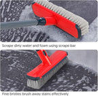 Floor Scrubber with Long Handle, 2 in 1 Scrubbing Brush Stiff Bristle Shower - Image 2