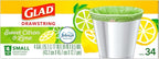 Glad Small Kitchen Drawstring Trash Bags, 4 Gallon, Febreze Sweet Citron & Lime - Image 8