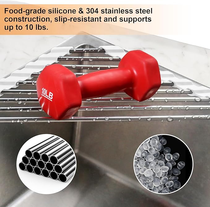 Sink Caddy Sponge Holder for Kitchen Sink, Small Dish Drainer for Kitchen - Image 4