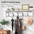 Coat Rack Wall Mount with Shelf, 29 Inch Coat Hanger Walls Mounted, Hat Rack - Image 4
