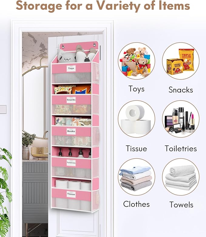 Over The Door Organizer Hanging, 5 Shelf Behind The Doors Storage, Pantry Door - Image 6