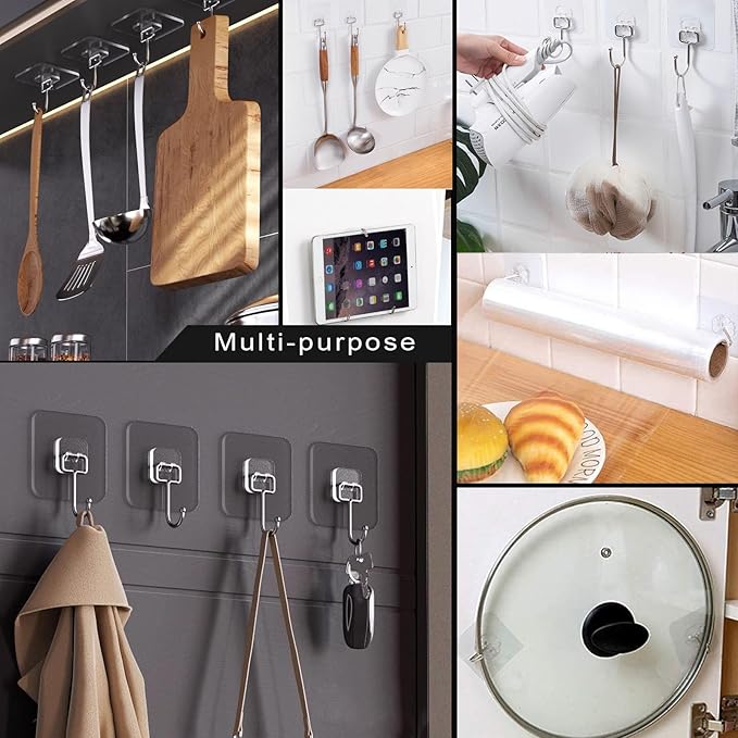 ZESLMG Large Adhesive Hooks for Hanging, 22 Pack Self Sticky Wall Hooks Heavy - Image 4