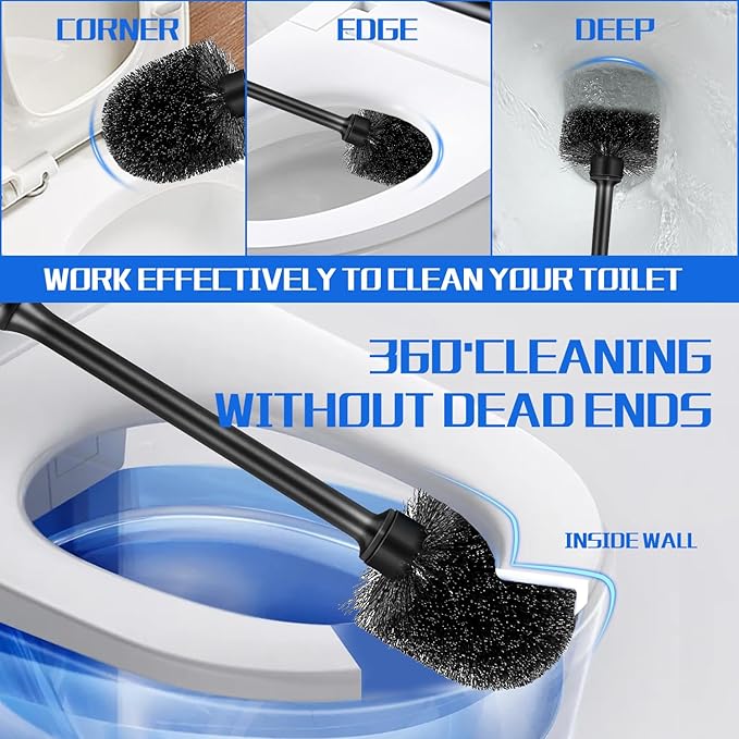 4 Pack Toilet Brush and Holder, Long Handle Toilet Bowl Brush, Deep Cleaning - Image 2