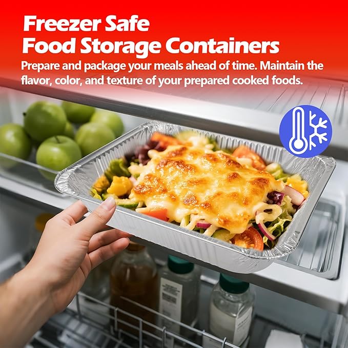 9x13 Aluminum Foil Pans with Lid, 30 Pack Disposable Trays Half Size Heavy Duty - Image 4
