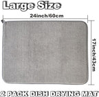 2Pack Large Dish Drying Mat for Kitchen Counter, 24 x 17 Inch Microfiber - Image 2