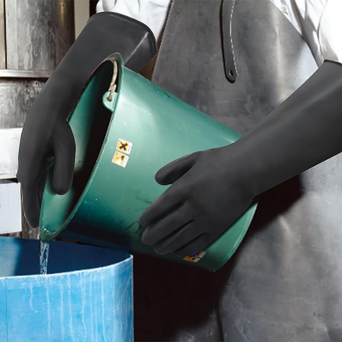 18" Chemical Resistant Gloves, Long Waterproof Rubber Industrial Safety Glove - Image 6