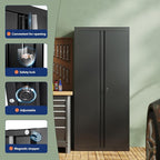 Yizosh Metal Garage Storage Cabinet with 2 Doors and 4 Adjustable Shelves - 71" Steel Lockable File Cabinet,Locking Tool Cabinets for Office,Home,Garage,School,Gym - Image 4