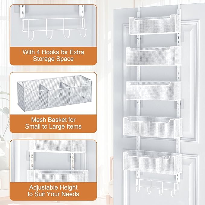 Over The Door Organizer, Metal Door Organizer Hanging - Image 5