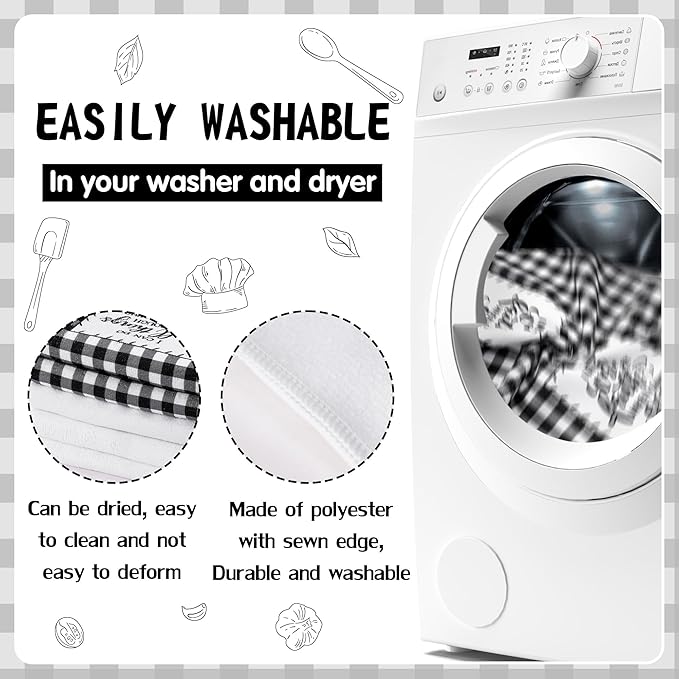 R HORSE 5Pcs Religious Christian Kitchen Dish Towel Black and White Check - Image 3