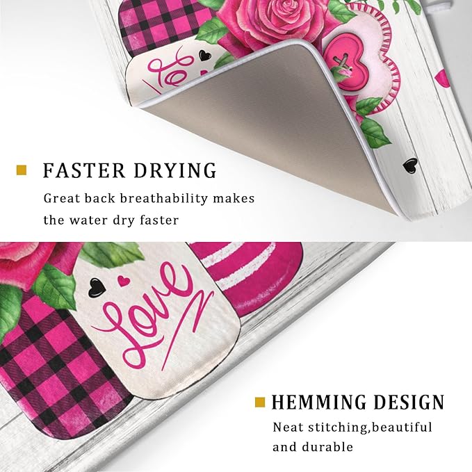 Valentine's Day Rose Flower Dish Drying Mat - Image 3
