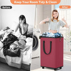 Laundry Basket with Wheels, Collapsible Laundry Baskets, Laundry Hamper with - Image 5