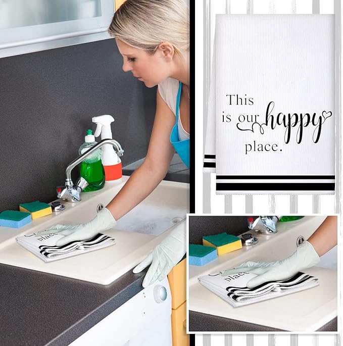 Geyoga 6 Pcs Spring Floral Kitchen Towels Flamingo Dish Hand Towels Sunflower - Image 2