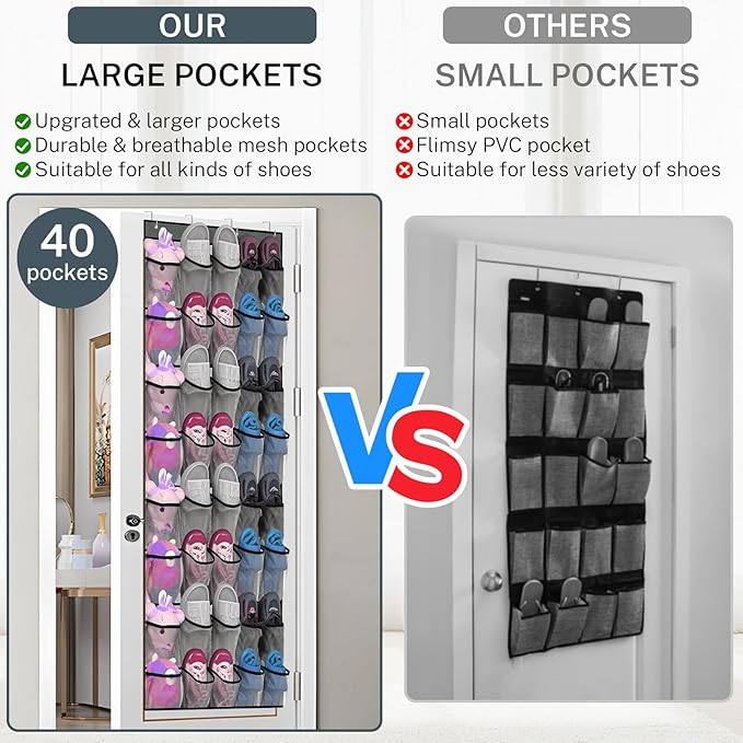 40-Pocket Over the Door Shoe Organizer - Image 2