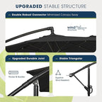 wikiwiki 10ft Patio Umbrella with Base Included, Outdoor Offset Cantilever Umbrella with Sandbag Base for Backyard, Garden and Pool, Easy to Tilt and Crank, Black - Image 4