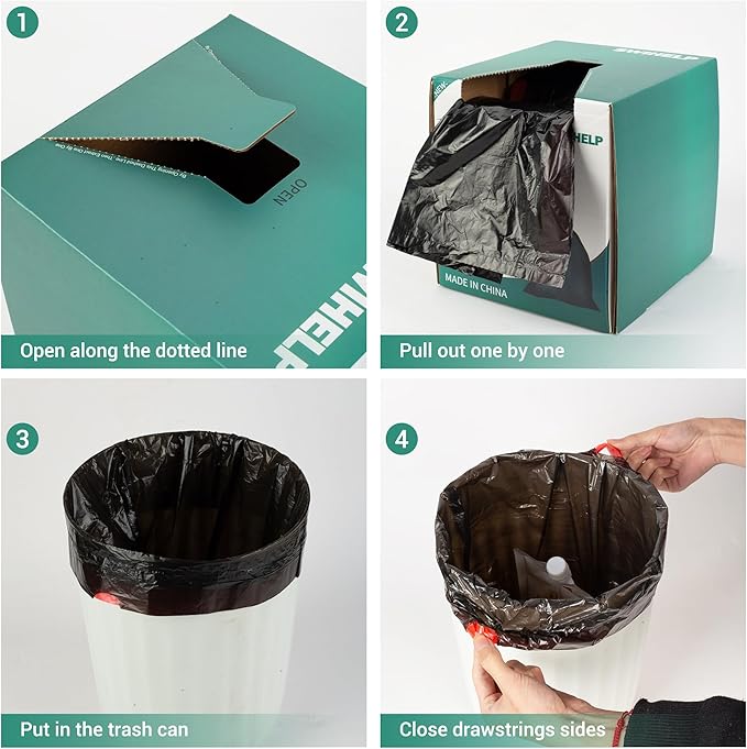 SWIHELP Drawstring Trash Bags 280 Counts 4 Gallon Garbage Bags 15 Liters - Image 5