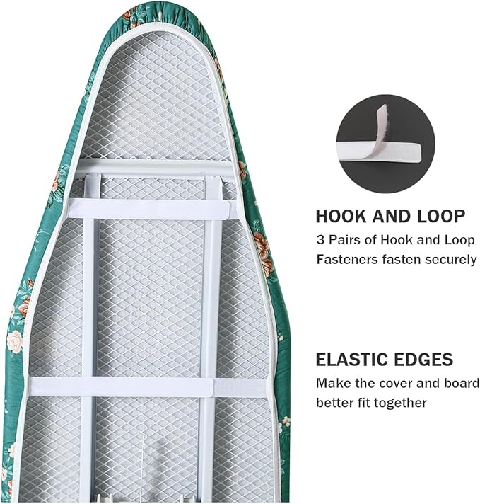 Ironing Board Cover and Pad Standard Size 15" x 54", 3 Pairs of Hook and Loop - Image 4