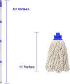 Cotton Cloth Mop, 4 Section Stainless Steel Pole + Two Cotton String Mop Heads - Image 6