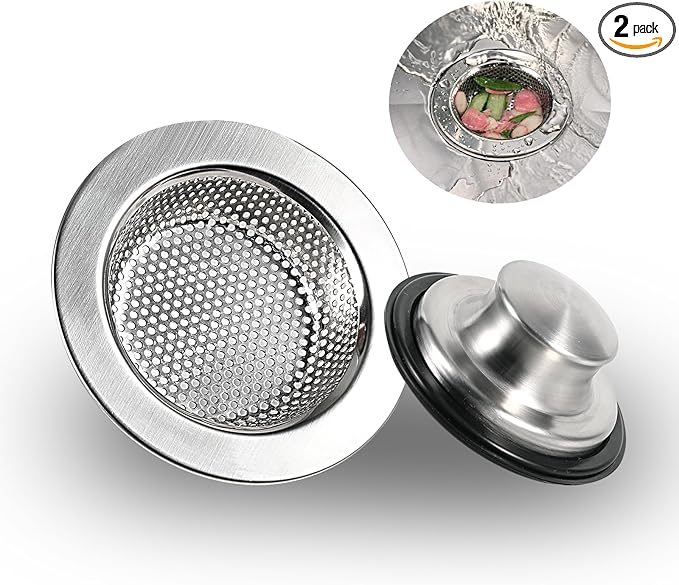 RQYEKDO Kitchen Sink Strainers Sink Stopper Kits, Stainless Steel Sink Drain by rqyekdo