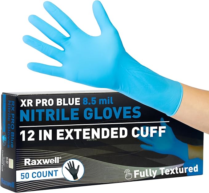 Raxwell Blue Nitrile Disposable Gloves by Raxwell