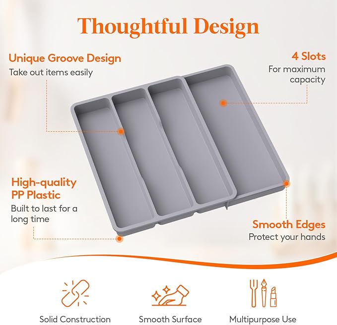 Lifewit Utensil Organizer for Kitchen Drawer, Expandable Cooking Silverware Tray - Image 6