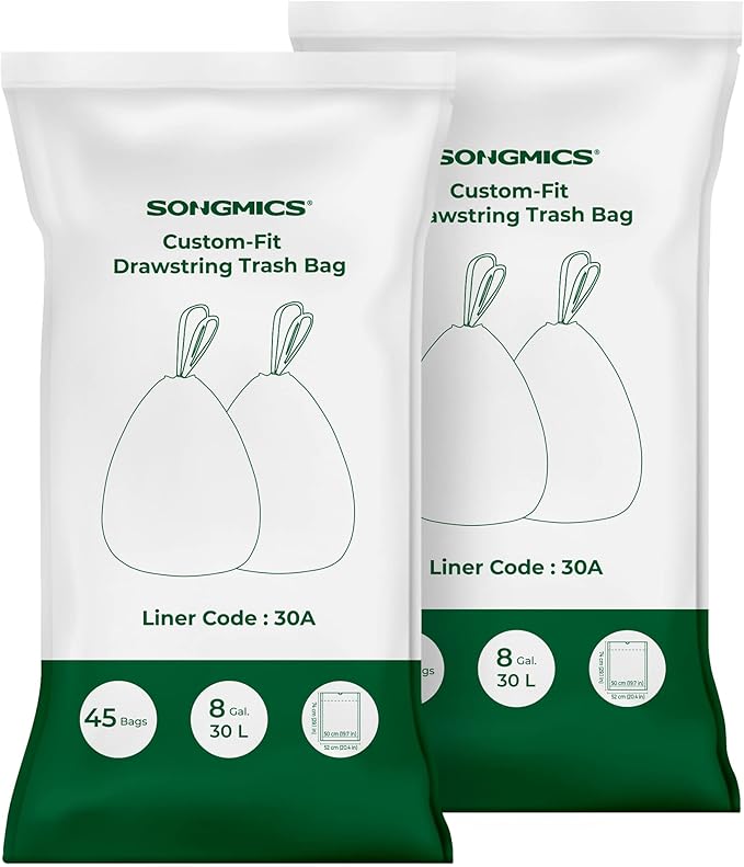 SONGMICS Trash Bags for 8-Gallon Trash Cans, Drawstring Kitchen Garbage Bags - Image 9
