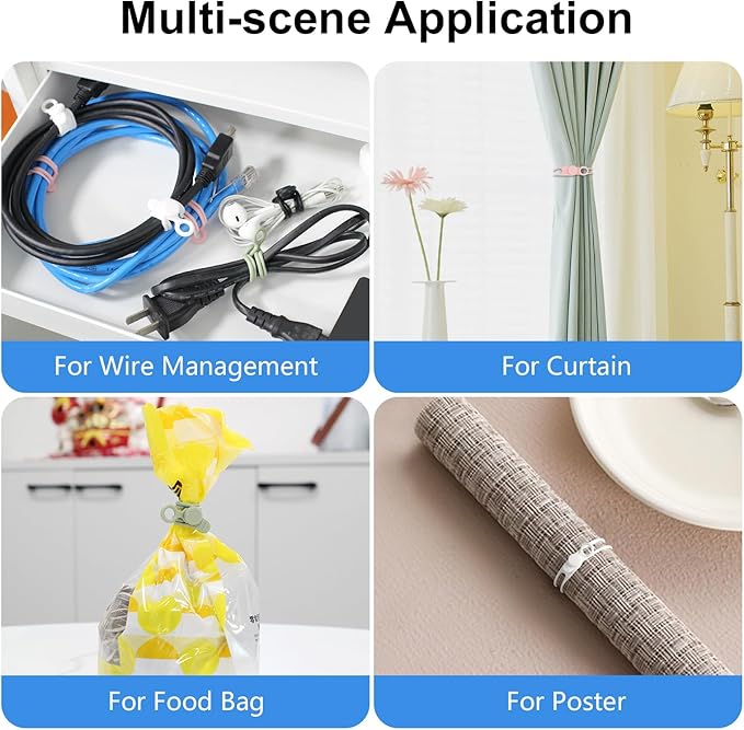 OneLeaf 30Pcs Cord Organizer, Silicone Cable Ties Reusable, Cord Ties - Image 5