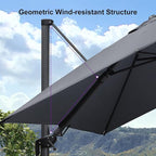 PURPLE LEAF 8.2' X 11.5' Tilting Patio Umbrella with Base Outdoor Cantilever Swivel Rectangle Umbrella Offset Umbrella with 360-degree Rotation for Garden Deck Pool Patio Light Grey - Image 9