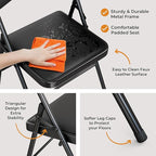 4 Pack Leather Chair | Foldable & Stackable | 350 lbs Capacity Steel Frame Seats for Indoor or Outdoor | Commercial Use Events Wedding Party Events Bulk Picnic Kitchen Dining - Black - Image 5