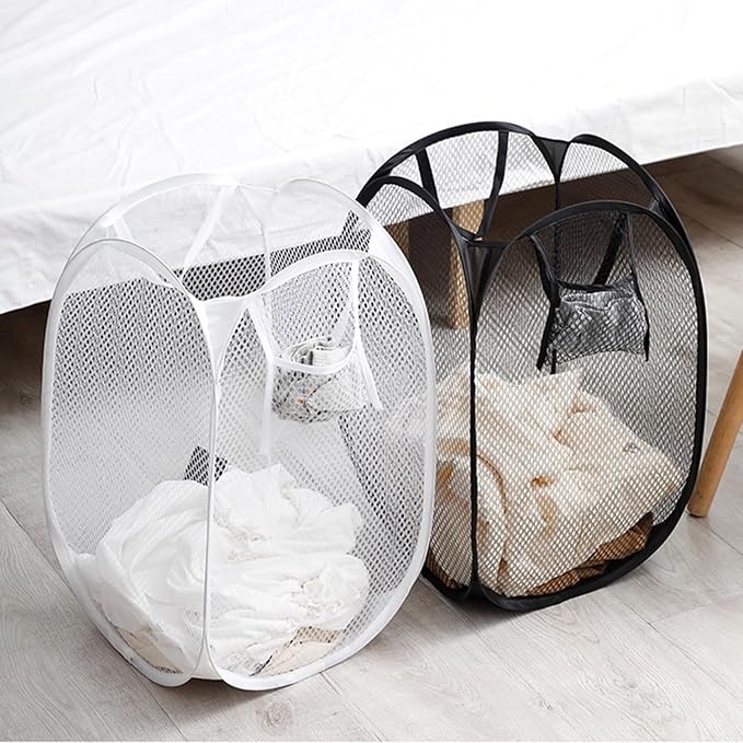 2pcs Pop Up Mesh Laundry Hamper Room Collapsible Storage Bin Lightweight Basket - Image 3