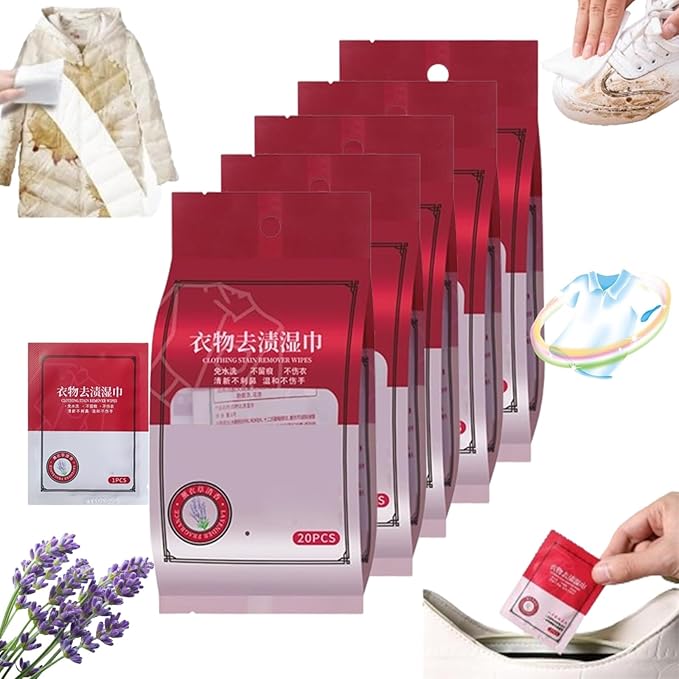 RJDJ Stain Removal Wet Wipes, Clothes Stain Removal Wipes by RJDJ