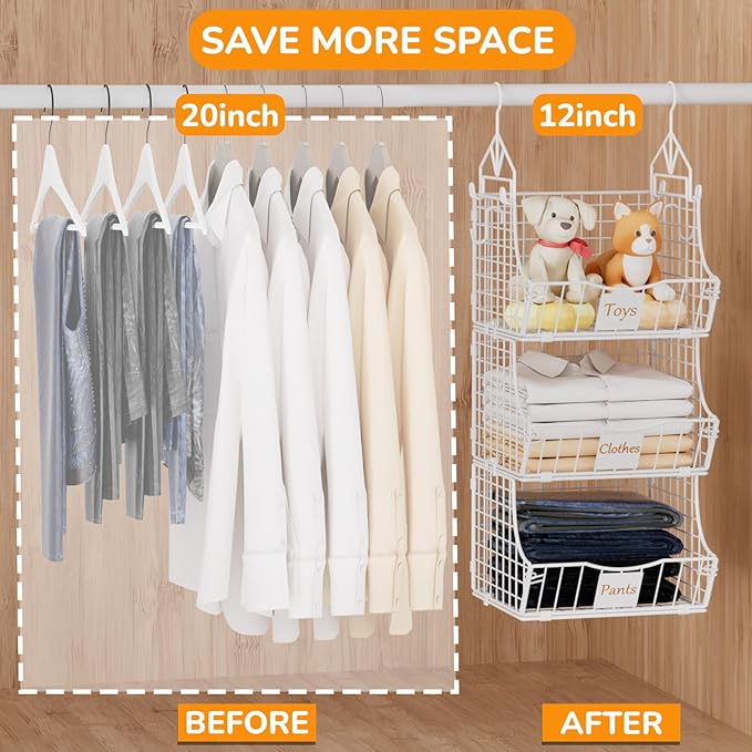 Hanging Closet Organizers and Storage, 5 Tier Closet Shelf Clothes Organizer - Image 4