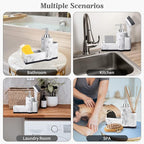 zccz Soap Dispenser with Sponge Holder and Brush Holder, Marble Pattern Kitchen - Image 5