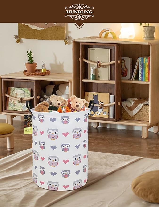 HUNRUNG Laundry Hamper, Large Canvas Fabric Lightweight Storage Basket Toy - Image 8